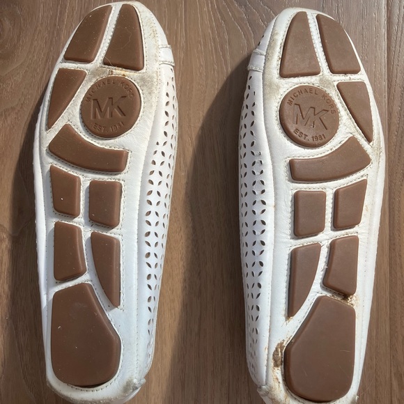 Michael Kors White Perforated Loafers with Gold Accents - Picture 2 of 4